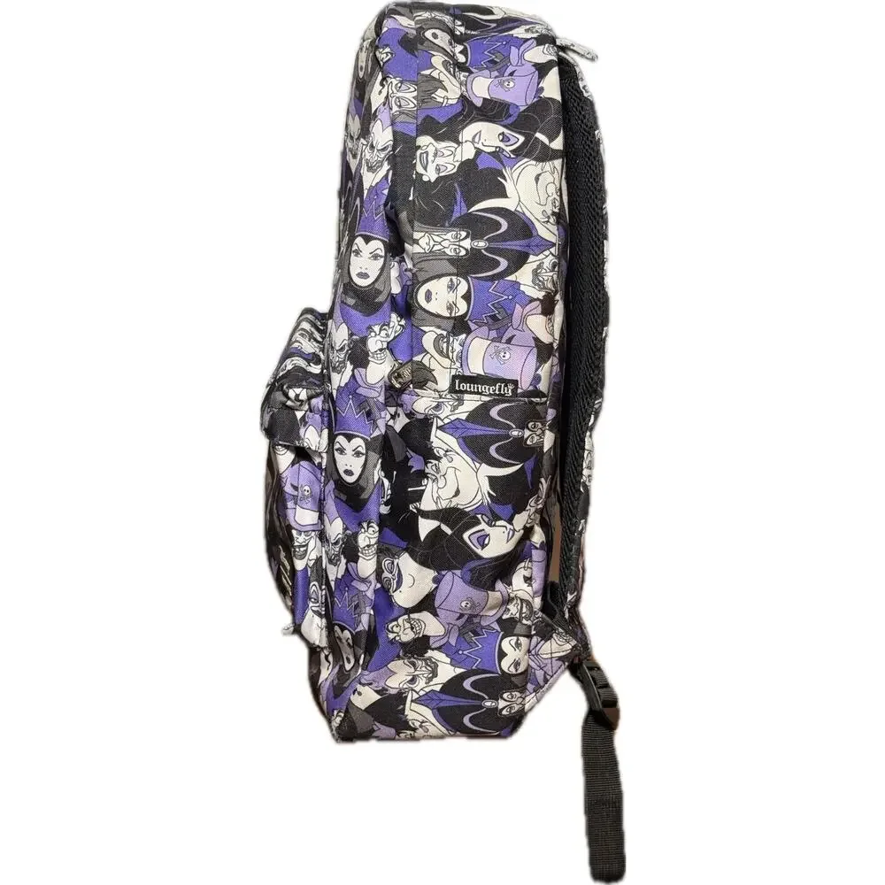 Loungefly Disney Villains Purple Canvas Backpack Full Size Laptop Bag As Is